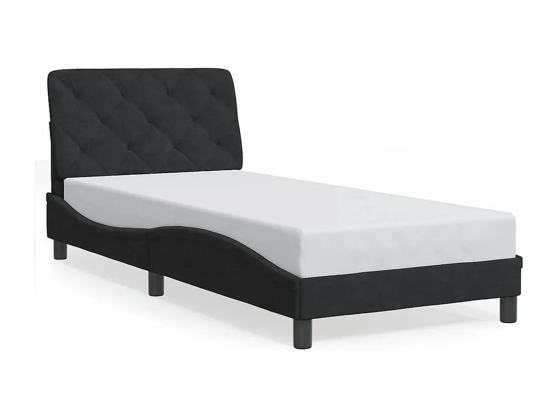 Lit simple | Lit adulte, enfant | Cadre de lit noir 90x200 cm velours