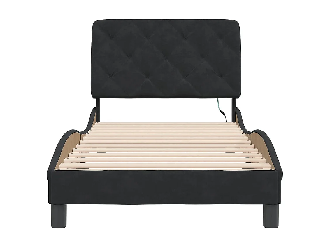 Lit simple | Lit adulte, enfant | Cadre de lit avec LED noir 80x200 cm velours