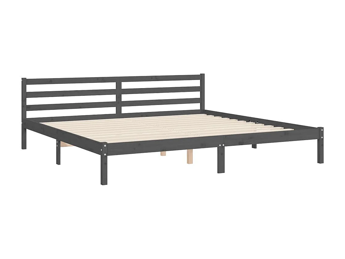 Lit double | Lit adulte | Cadre de lit gris 200x200 cm bois massif