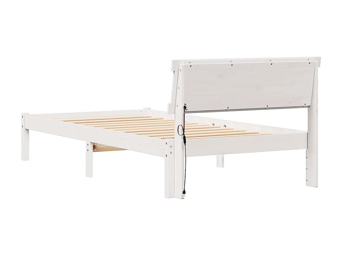 Lit simple | Lit adulte, enfant | Cadre de lit Blanc 100x200 cm Bois massif en pin
