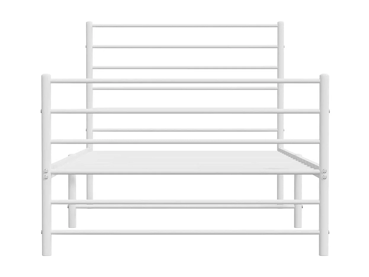 Lit simple | Lit adulte, enfant | Cadre de lit métal et pied de lit blanc 100x200 cm