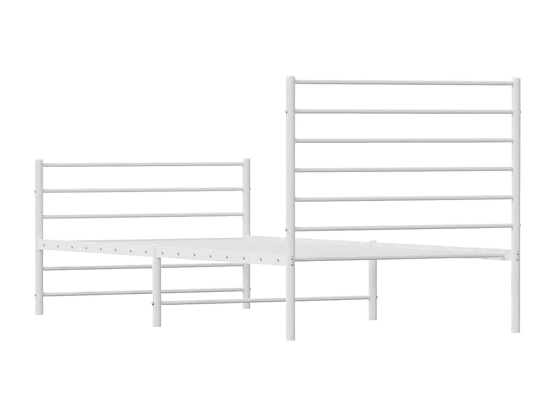 Lit simple | Lit adulte, enfant | Cadre de lit métal et pied de lit blanc 100x200 cm