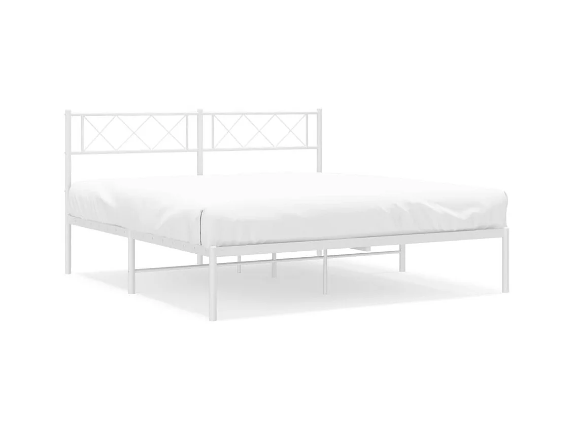 Lit double | Lit adulte | Cadre de lit métal et tête de lit blanc 140x190 cm