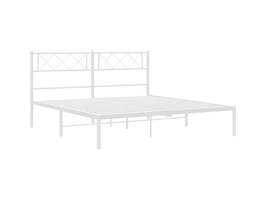 Lit double | Lit adulte | Cadre de lit métal et tête de lit blanc 140x190 cm