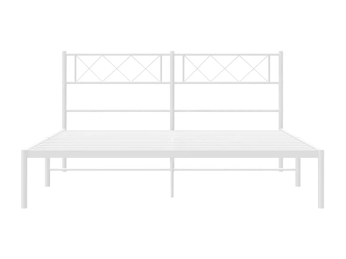 Lit double | Lit adulte | Cadre de lit métal et tête de lit blanc 140x190 cm