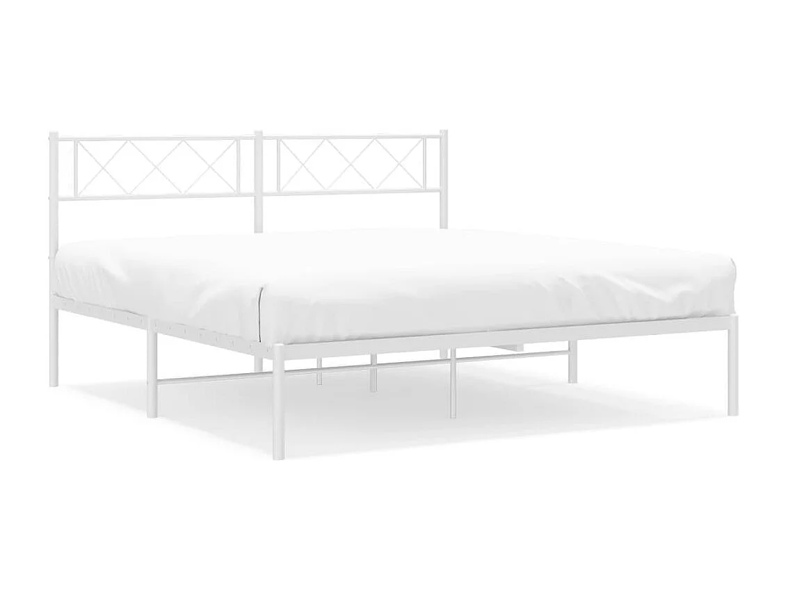 Lit double | Lit adulte | Cadre de lit métal et tête de lit blanc 140x190 cm