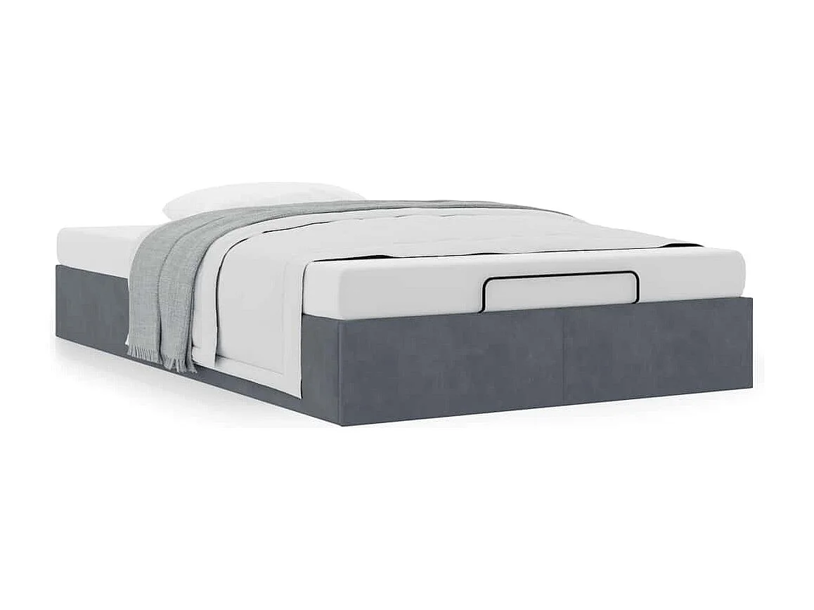 Lit simple | Lit adulte, enfant | Cadre de lit ottoman gris foncé 120x190 cm velours