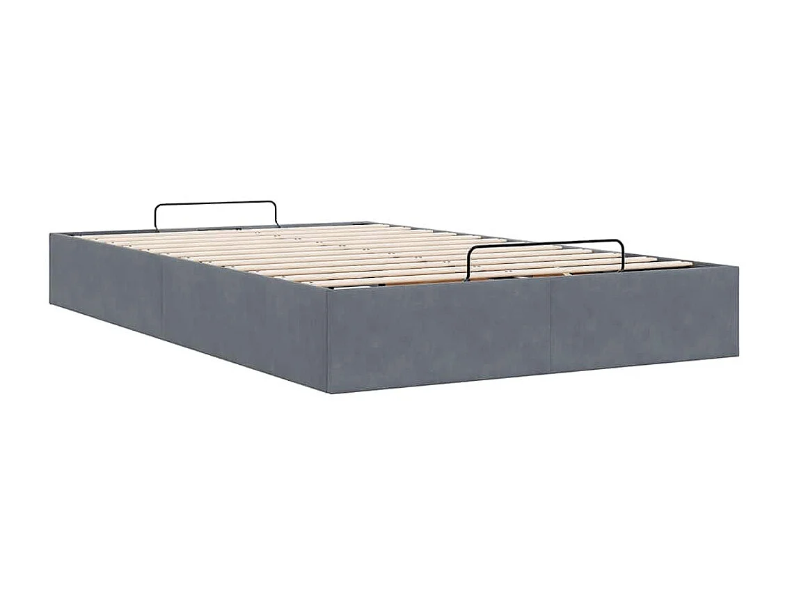 Lit simple | Lit adulte, enfant | Cadre de lit ottoman gris foncé 120x190 cm velours