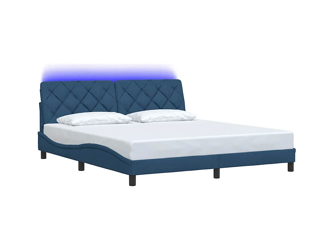 Letto per adulti | Letto matrimoniale | Giroletto con LED senza Materasso Blu 180x200 cm in Tessuto