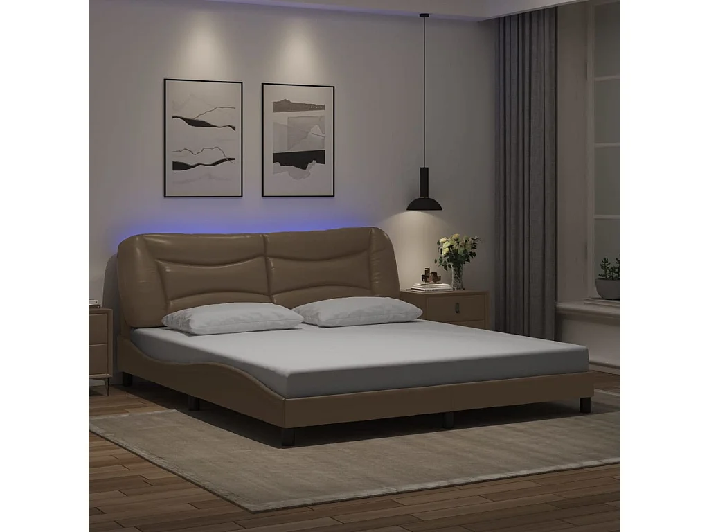 Lit double | Lit adulte | Cadre de lit avec LED cappuccino 180x200 cm