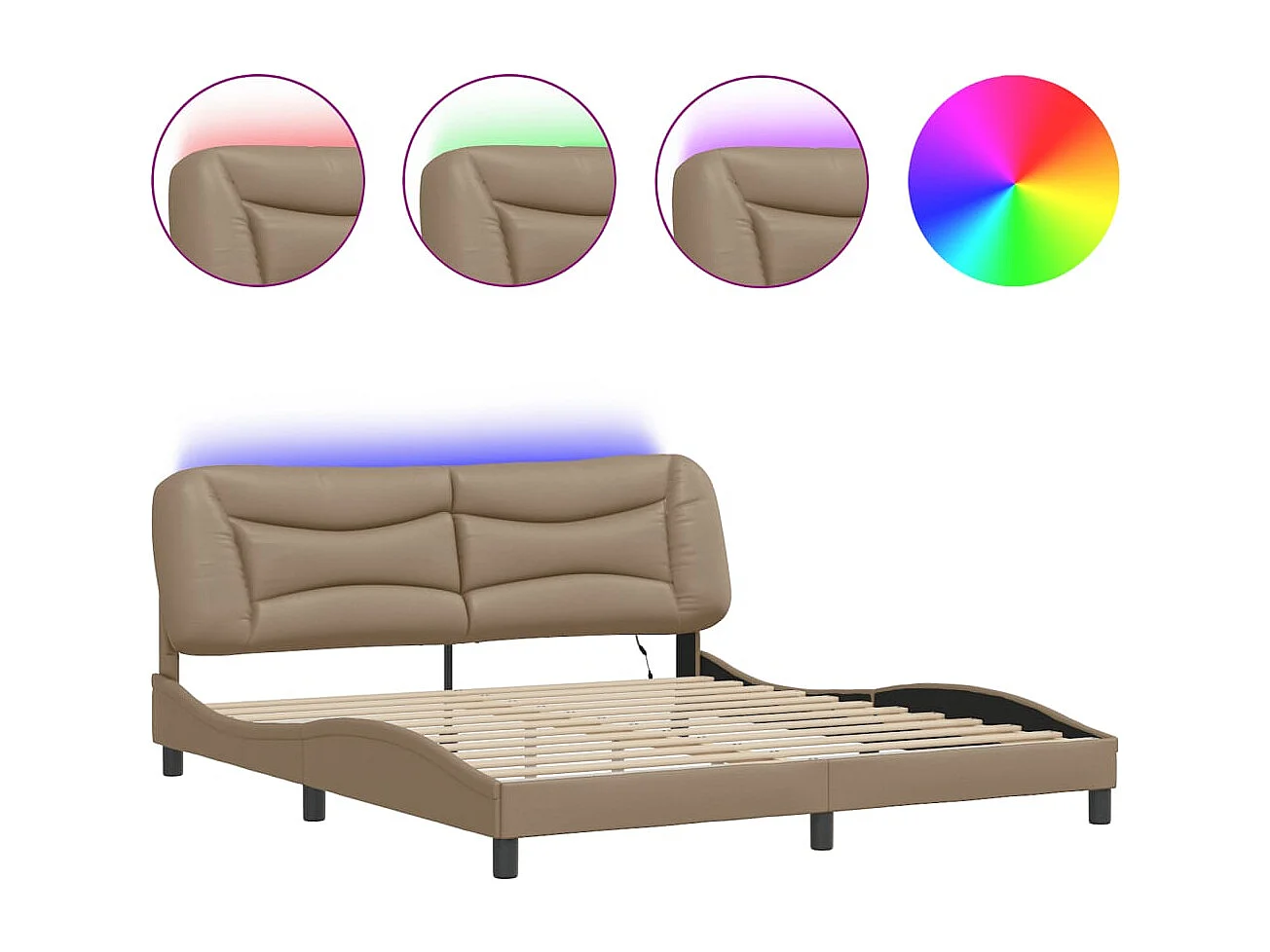 Lit double | Lit adulte | Cadre de lit avec LED cappuccino 180x200 cm