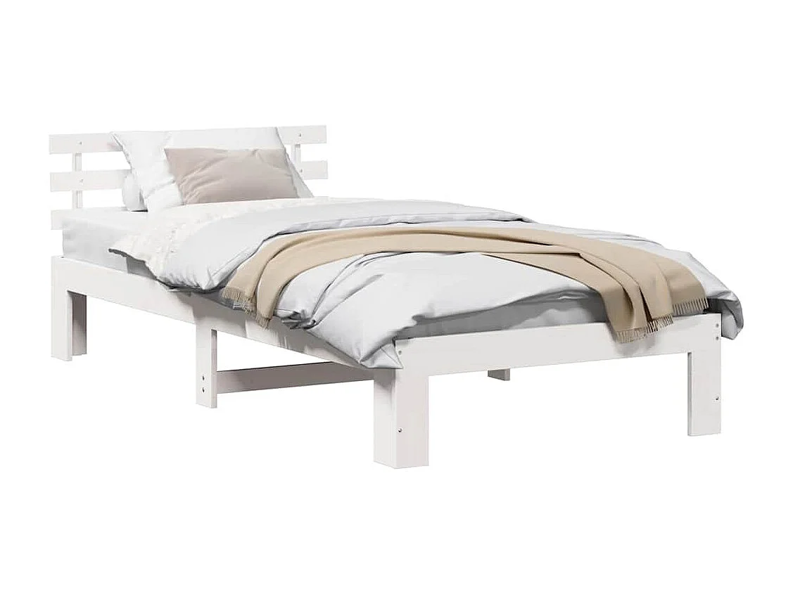 Lit simple | Lit adulte, enfant | Cadre de lit Blanc 90x200 cm Bois de pin massif