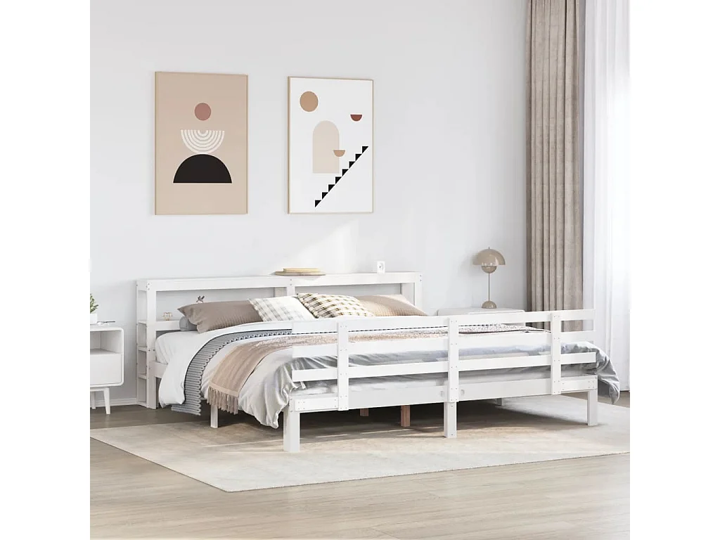 Letto per adulti | Letto matrimoniale | Giroletto con Testiera senza Materasso Bianco 180x200 cm