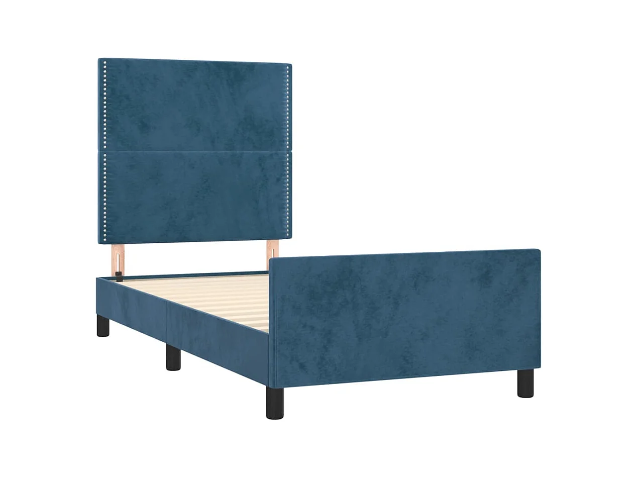 Lit simple | Lit adulte, enfant | Cadre de lit bleu foncé 80x200 cm velours