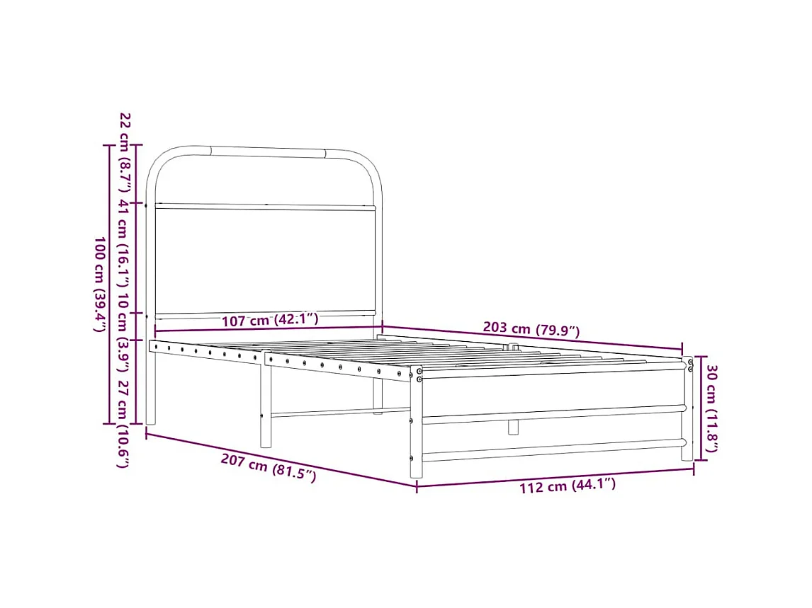 Letto per adulti | Letto singolo | Giroletto senza Materasso Rovere Marrone 107x203 cm Truciolato