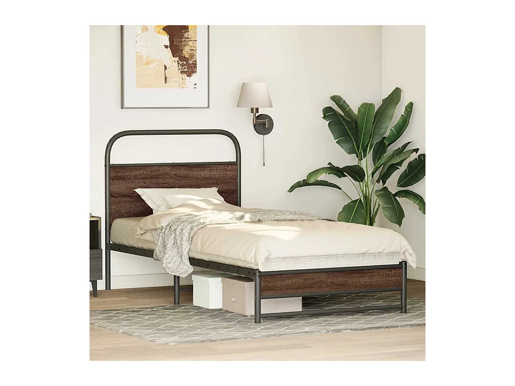 Letto per adulti | Letto singolo | Giroletto senza Materasso Rovere Marrone 107x203 cm Truciolato
