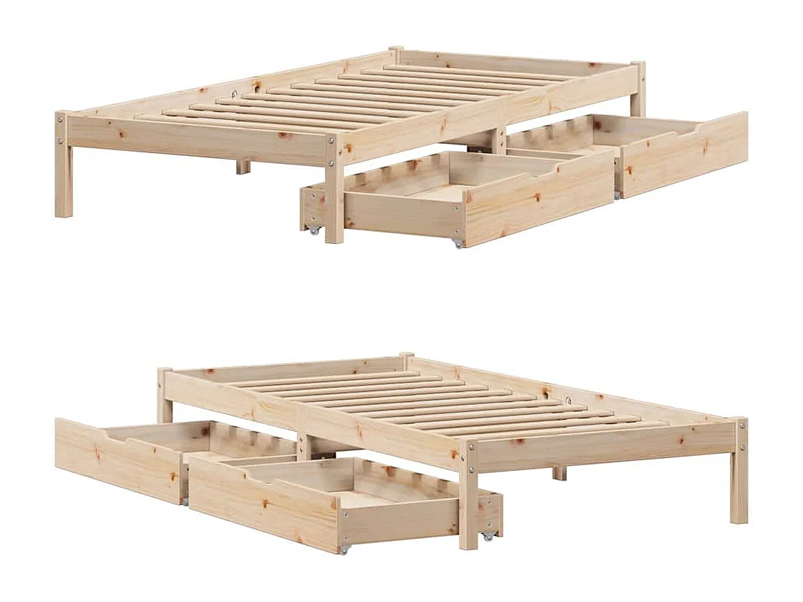 Lit simple | Lit adulte, enfant | Cadre de lit 90x190 cm bois de pin massif
