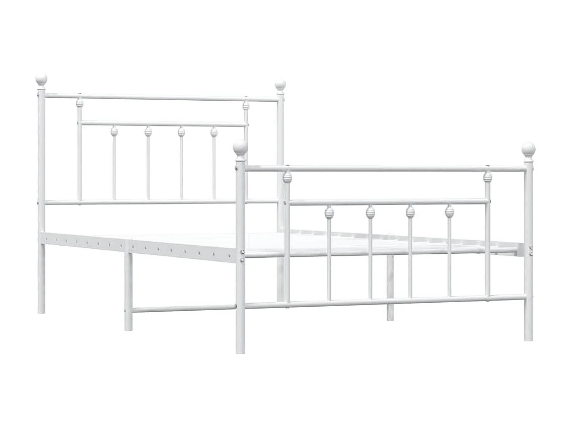 Lit simple | Lit adulte, enfant | Cadre de lit métal et pied de lit blanc 100x200 cm