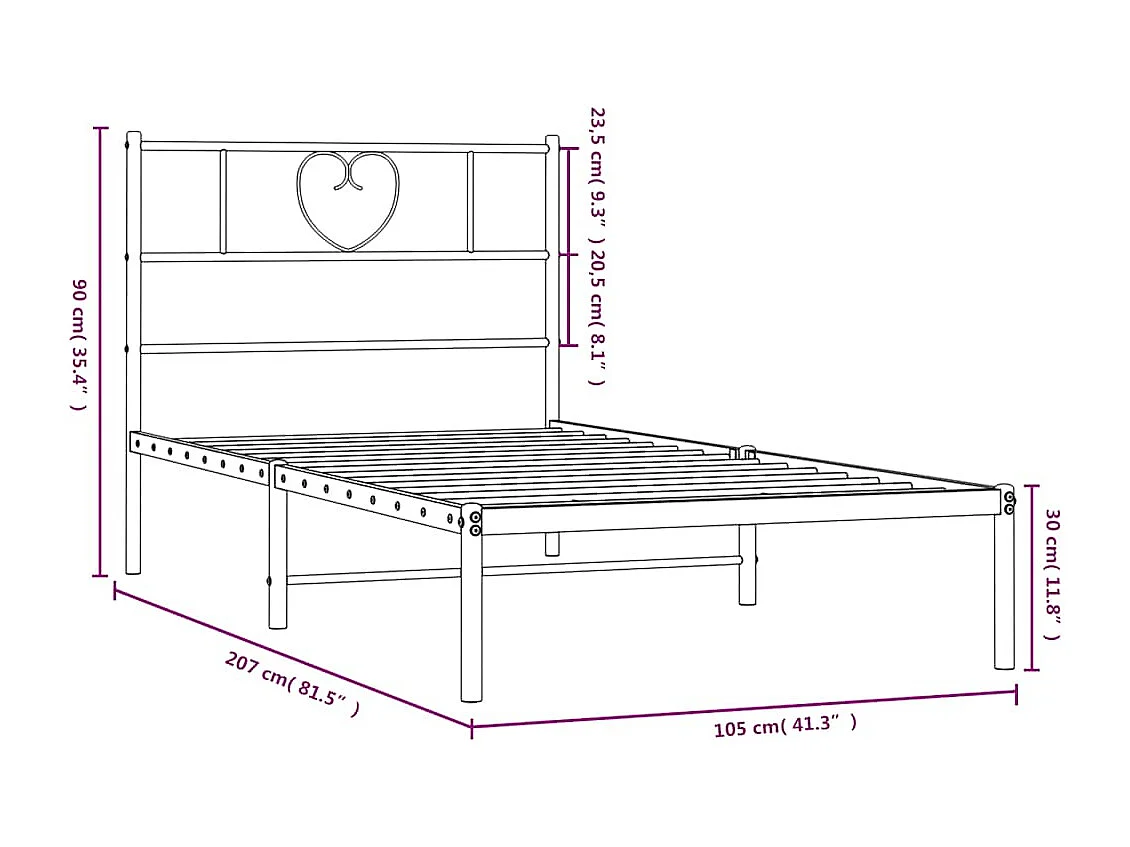 Lit simple | Lit adulte, enfant | Cadre de lit métal et tête de lit blanc 100x200 cm