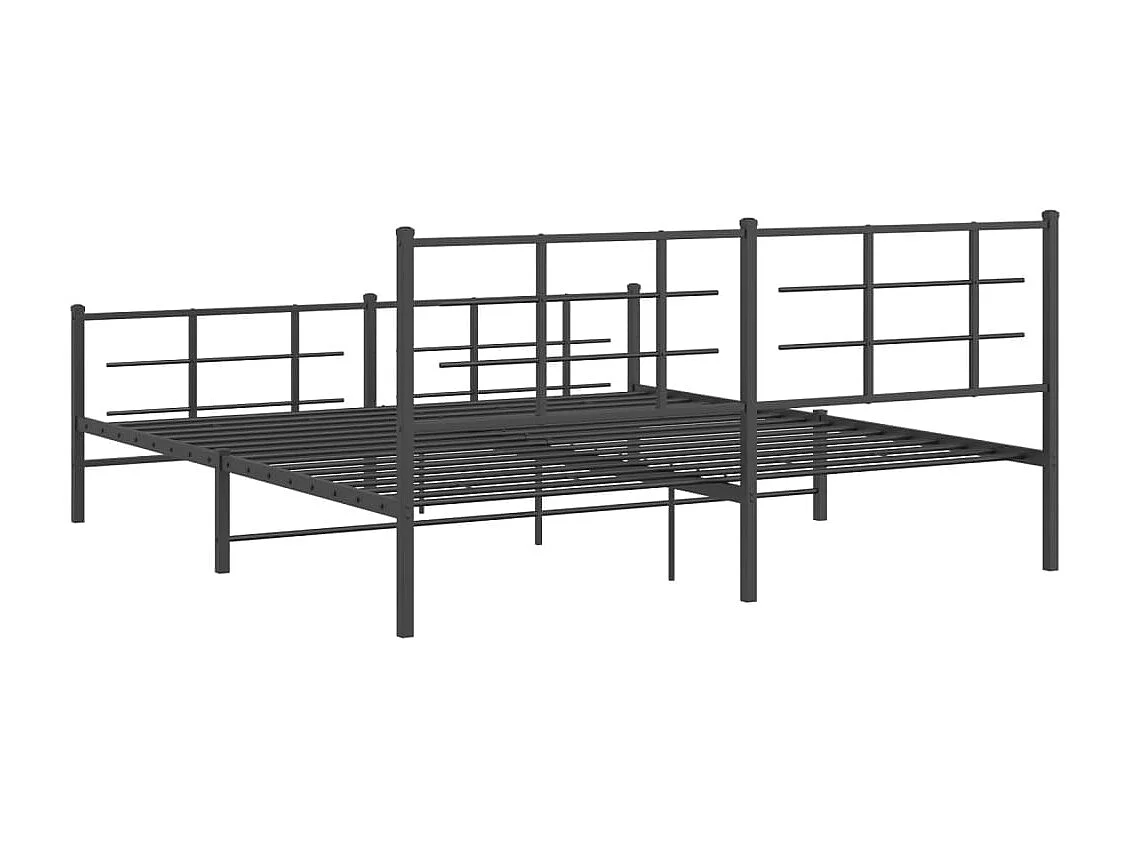 Lit double | Lit adulte | Cadre de lit métal avec pied de lit noir 183x213cm