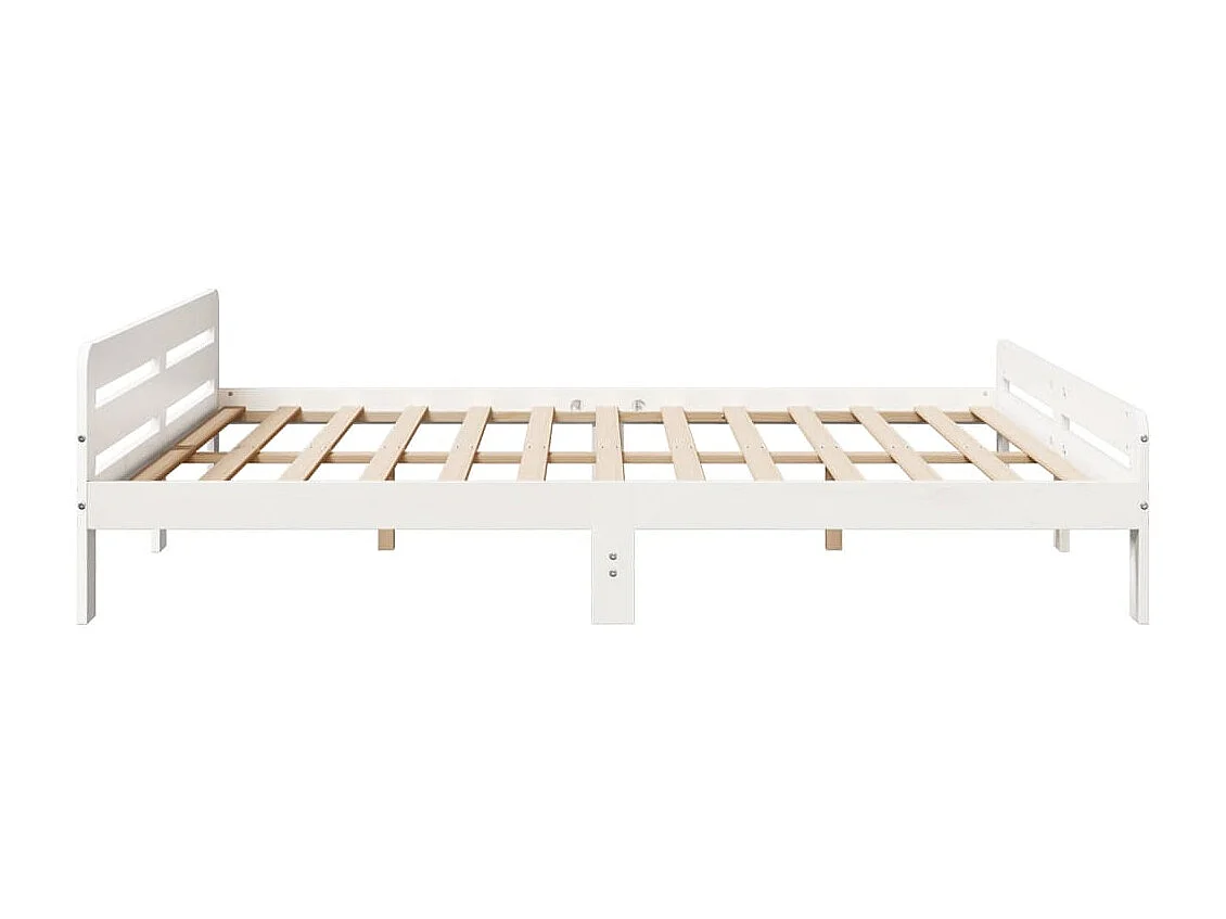 Lit double | Lit adulte | Cadre de lit blanc 200x200 cm bois massif de pin