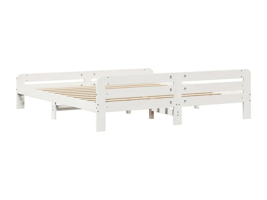 Lit double | Lit adulte | Cadre de lit blanc 200x200 cm bois massif de pin