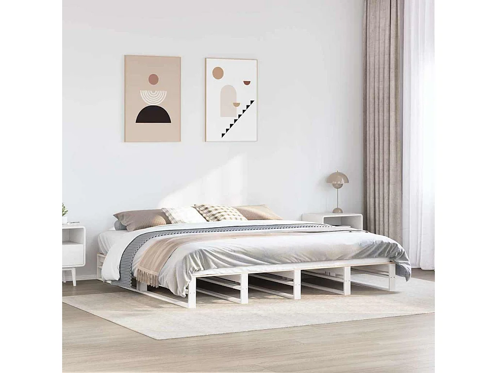Lit double | Lit adulte | Cadre de lit blanc 180x200 cm bois massif de pin
