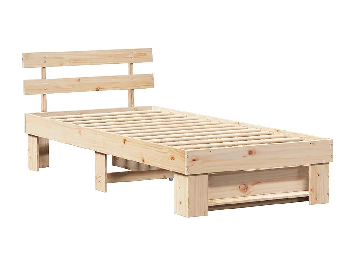 Lit simple | Lit adulte, enfant | Cadre de lit avec tiroir Marron 75x190 cm Bois massif en pin