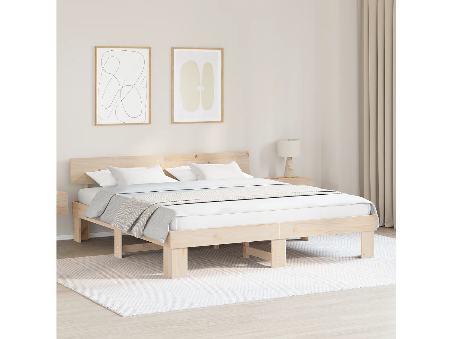 Lit double | Lit adulte | Cadre de lit Marron 200x200 cm Bois massif en pin