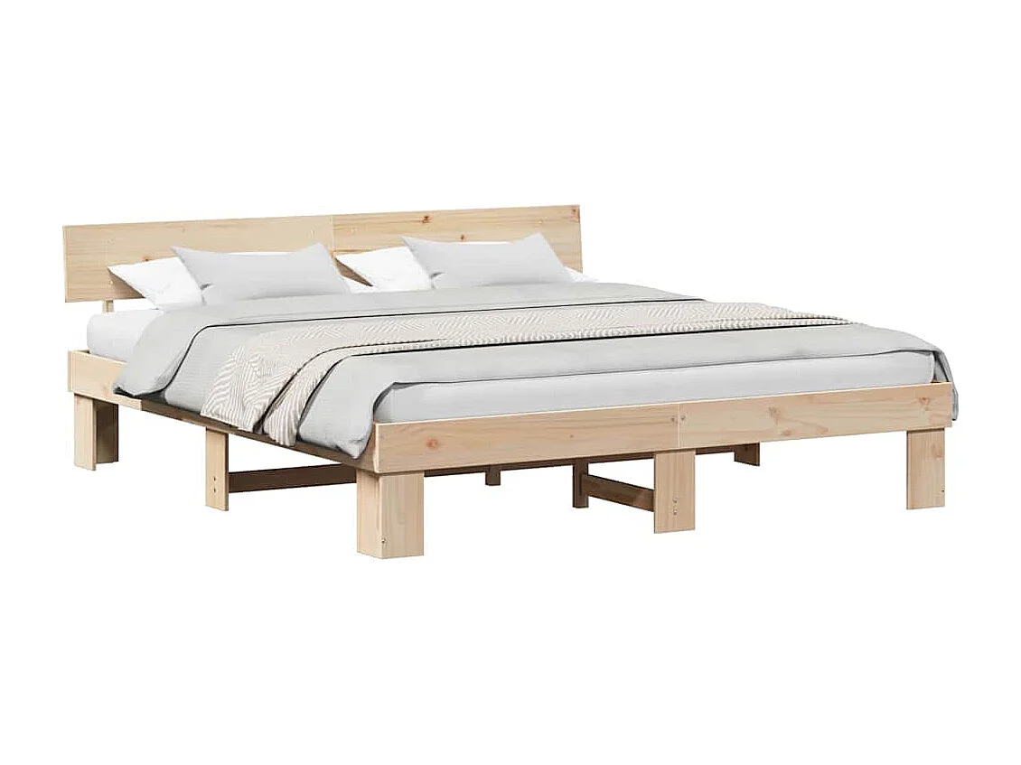 Lit double | Lit adulte | Cadre de lit Marron 200x200 cm Bois massif en pin