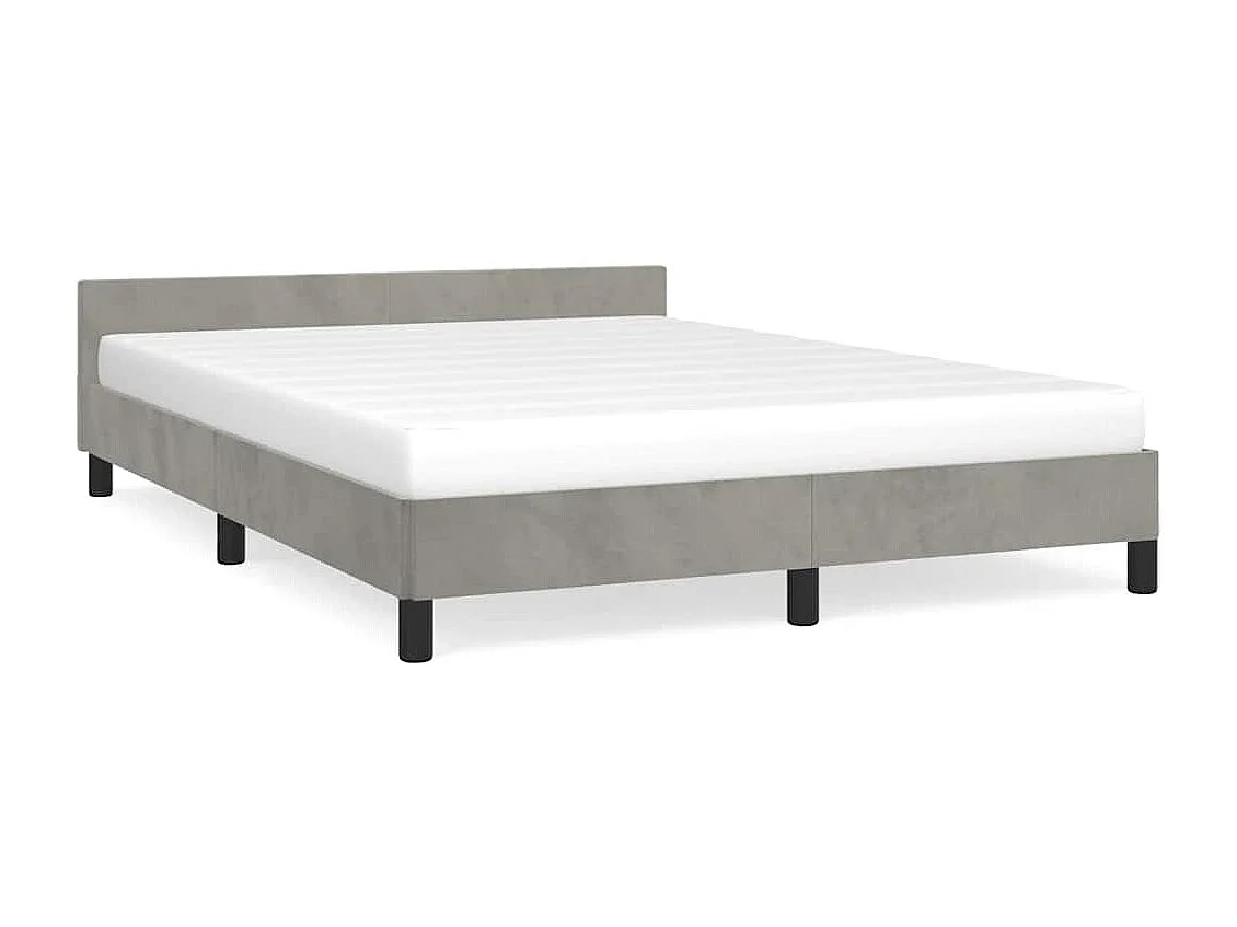 Lit double | Lit adulte | Cadre de lit gris clair 140x200 cm velours