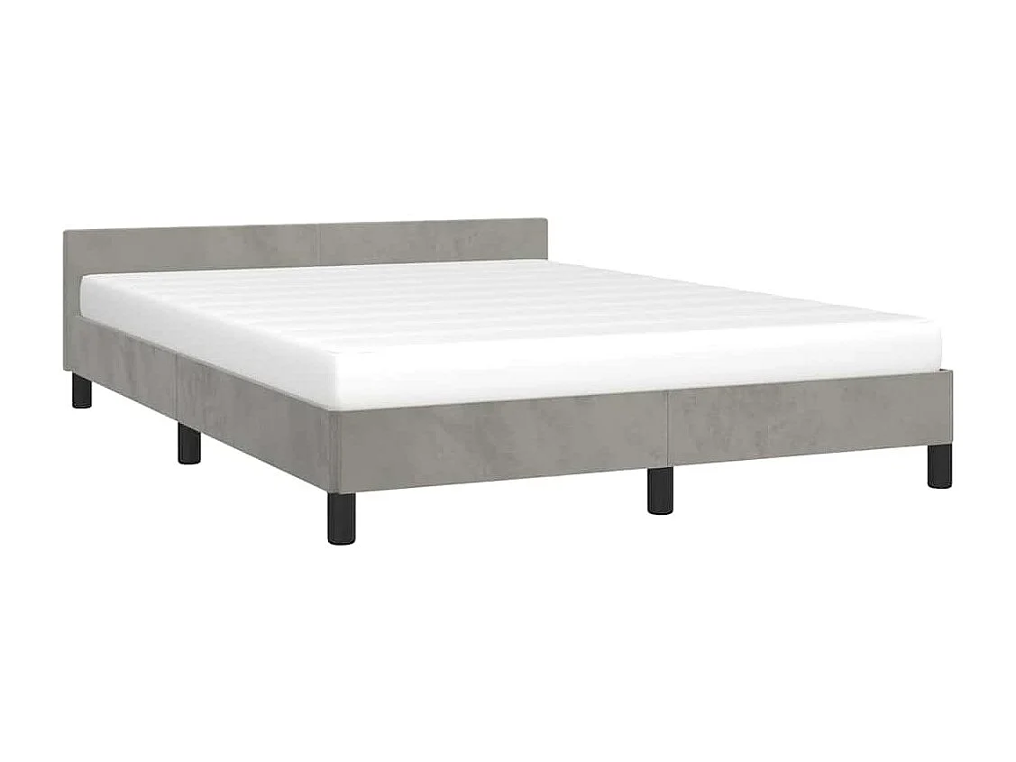Lit double | Lit adulte | Cadre de lit gris clair 140x200 cm velours