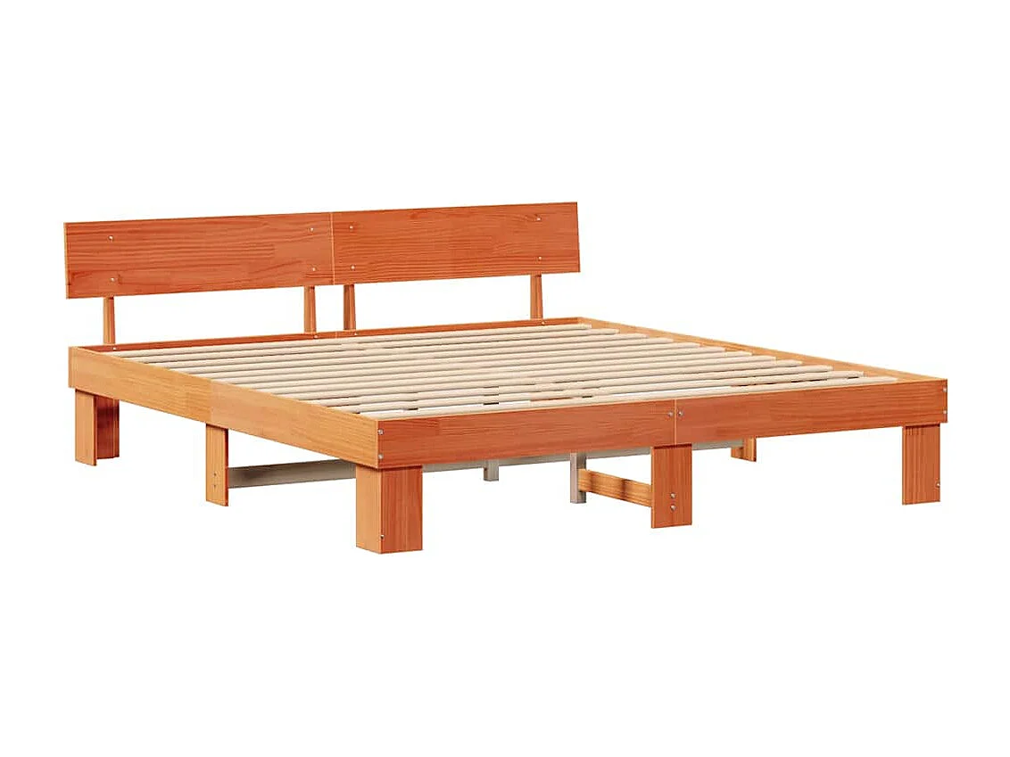 Lit double | Lit adulte | Cadre de lit Marron cire 200x200 cm Bois massif en pin