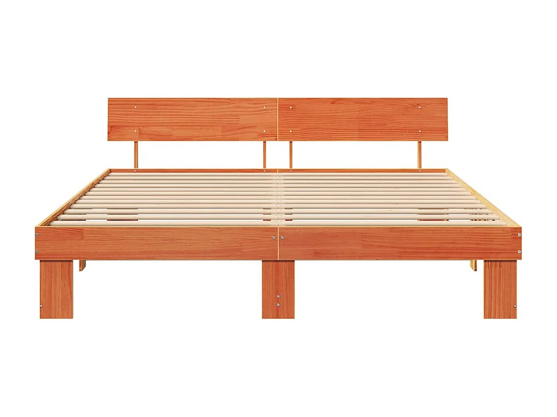 Lit double | Lit adulte | Cadre de lit Marron cire 200x200 cm Bois massif en pin