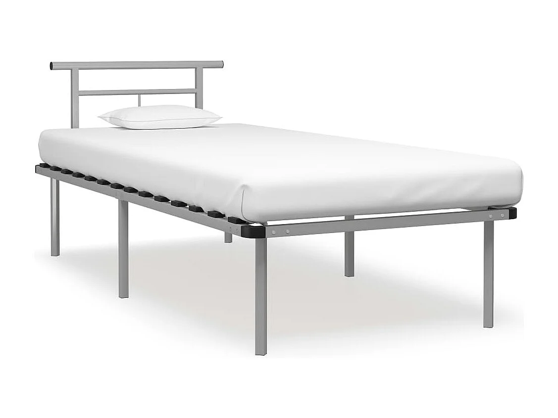 Lit simple | Lit adulte, enfant | Cadre de lit gris métal 90x200 cm