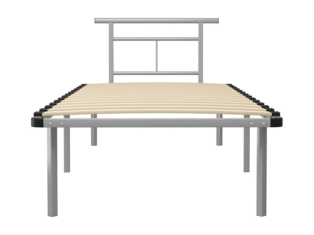Lit simple | Lit adulte, enfant | Cadre de lit gris métal 90x200 cm