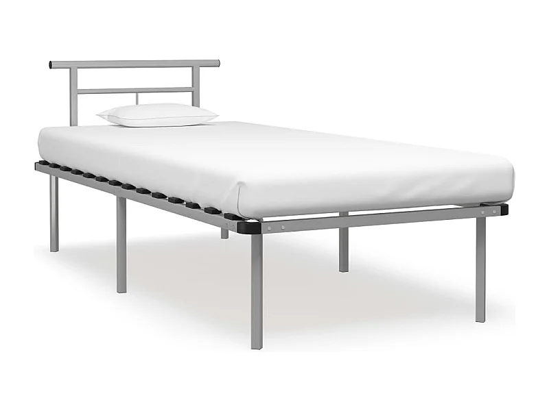 Lit simple | Lit adulte, enfant | Cadre de lit gris métal 90x200 cm