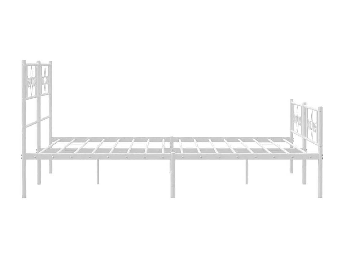 Lit double | Lit adulte | Cadre de lit métal et pied de lit blanc 135x190 cm