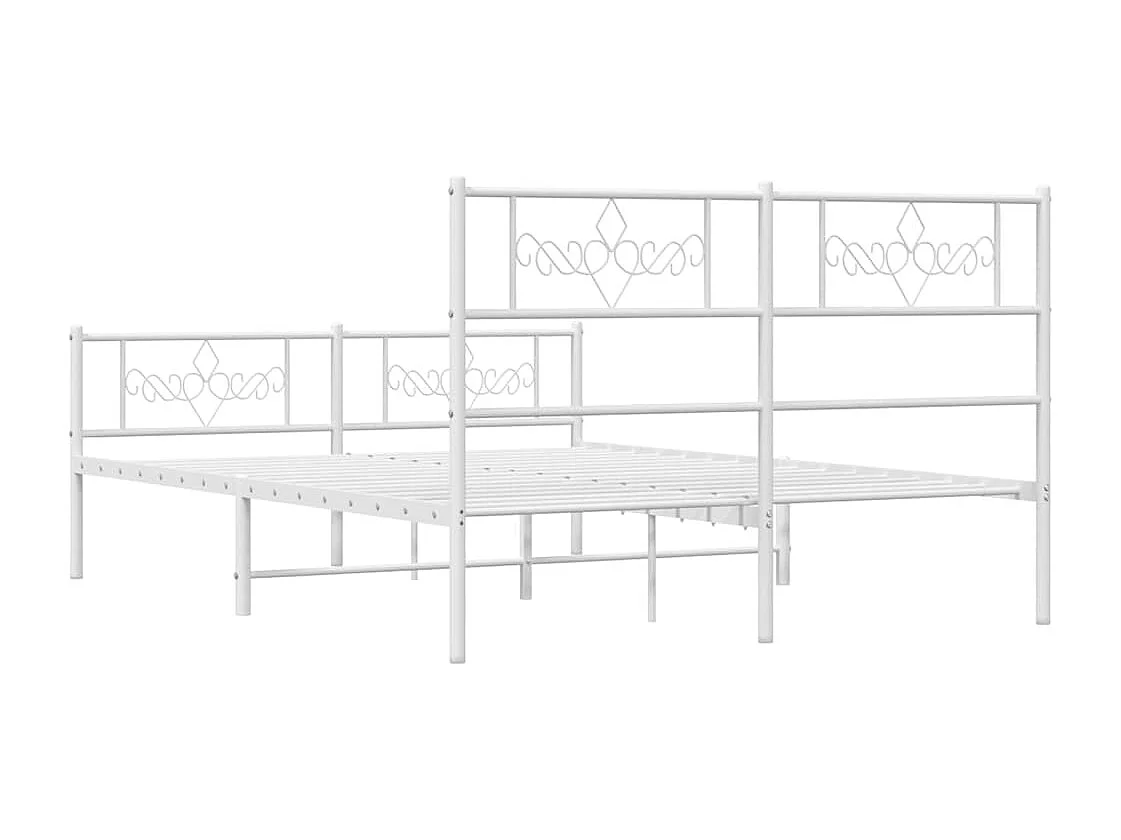 Lit double | Lit adulte | Cadre de lit métal et pied de lit blanc 135x190 cm