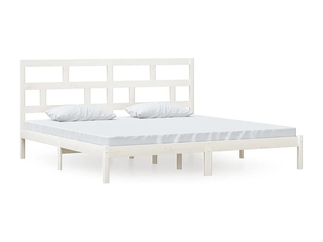 Lit double | Lit adulte | Cadre de lit blanc bois de pin massif 200x200 cm