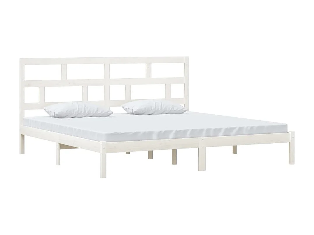 Lit double | Lit adulte | Cadre de lit blanc bois de pin massif 200x200 cm
