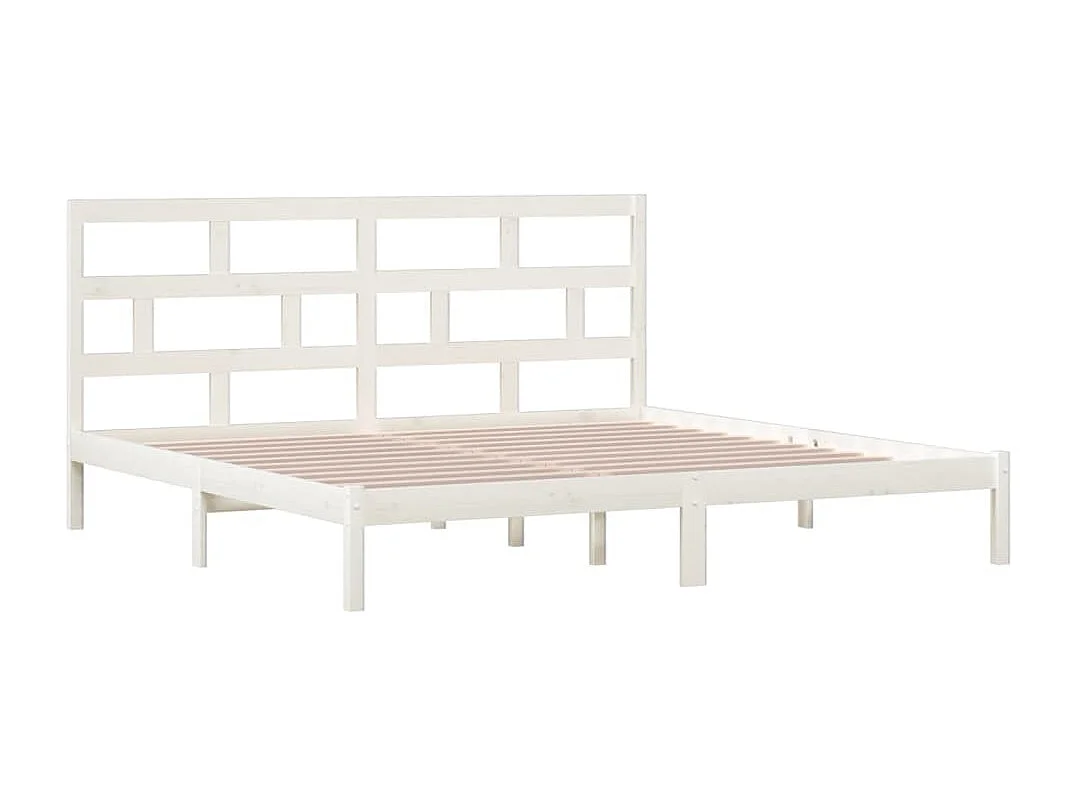Lit double | Lit adulte | Cadre de lit blanc bois de pin massif 200x200 cm