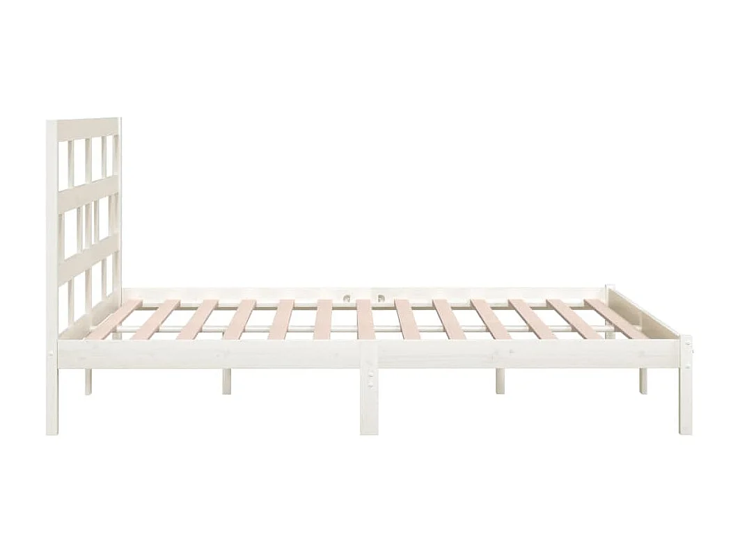 Lit double | Lit adulte | Cadre de lit blanc bois de pin massif 200x200 cm