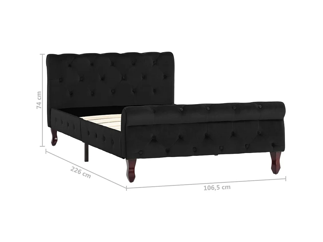 Lit simple | Lit adulte, enfant | Cadre de lit noir velours 100x200 cm
