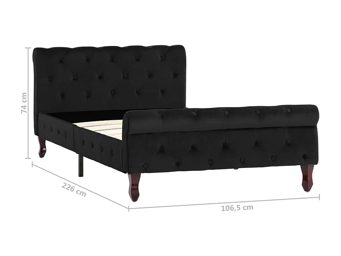 Lit simple | Lit adulte, enfant | Cadre de lit noir velours 100x200 cm