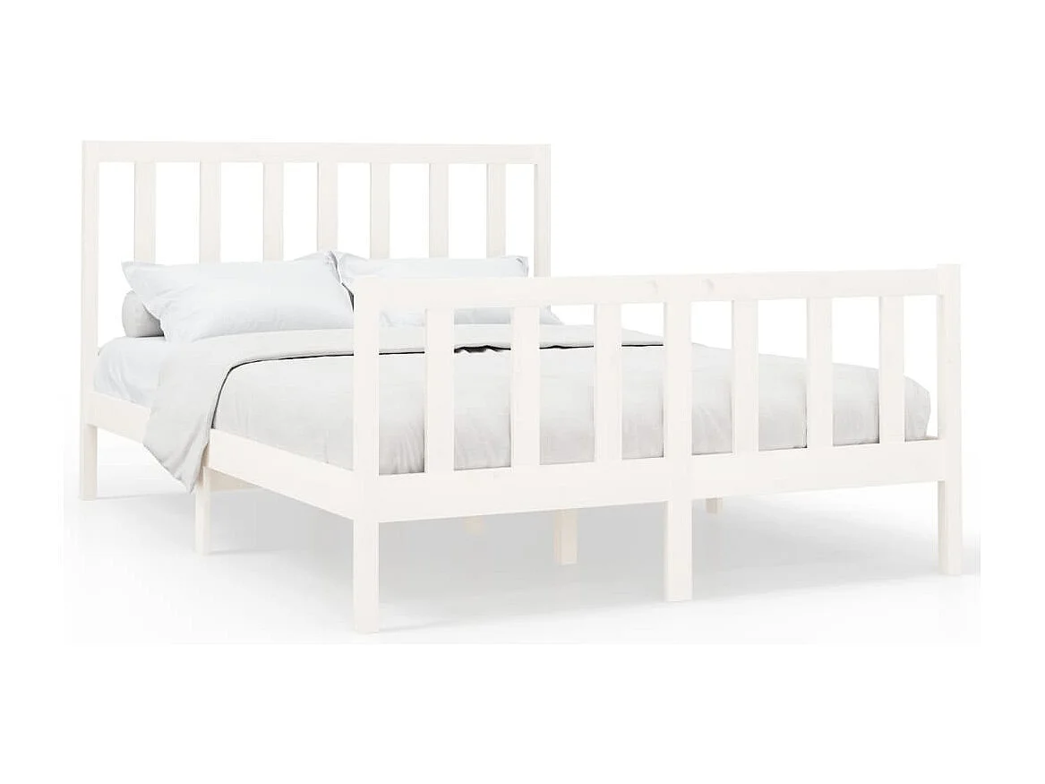 Lit double | Lit adulte | Cadre de lit blanc 140x200 cm bois de pin massif