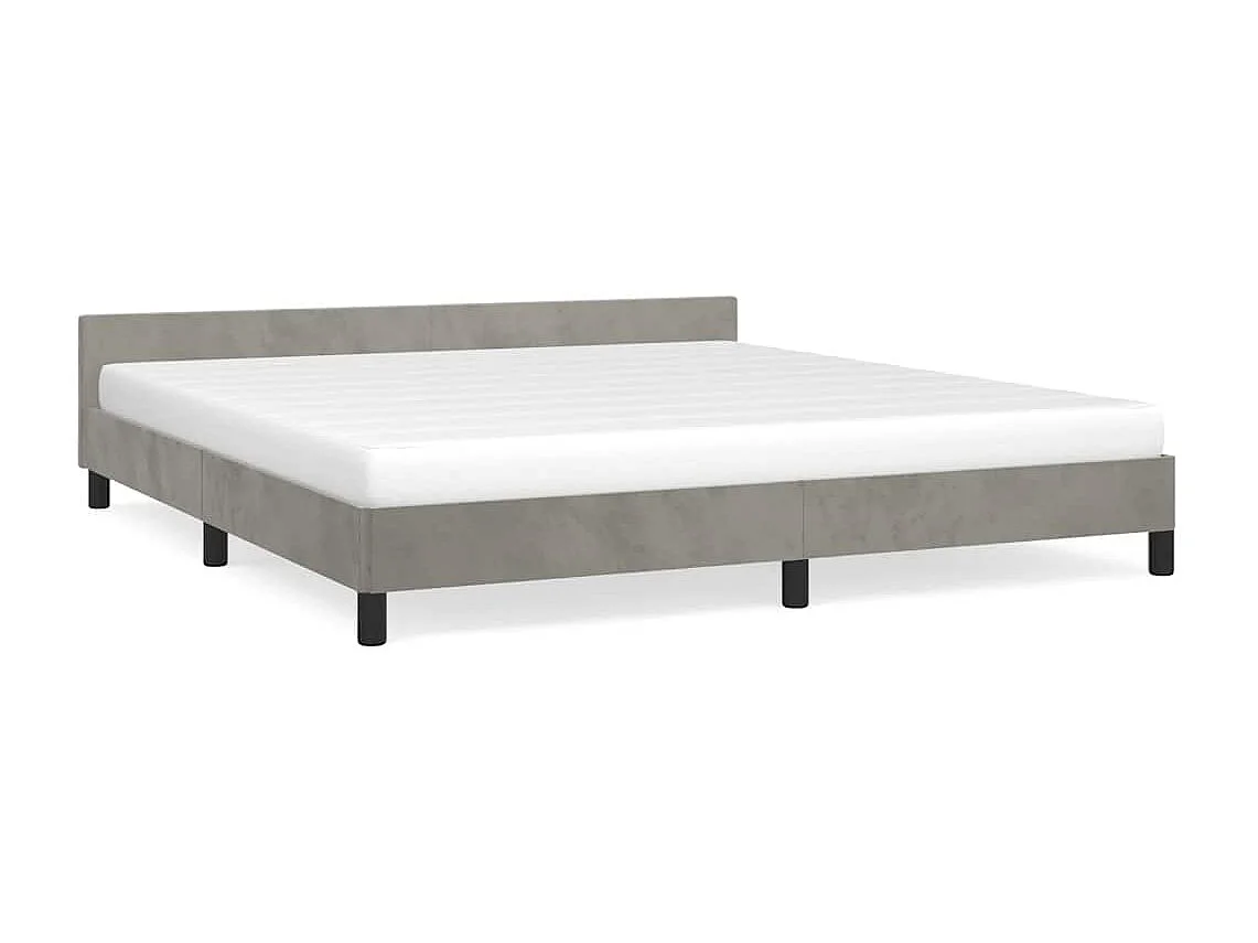Lit double | Lit adulte | Cadre de lit gris clair 160x200 cm velours