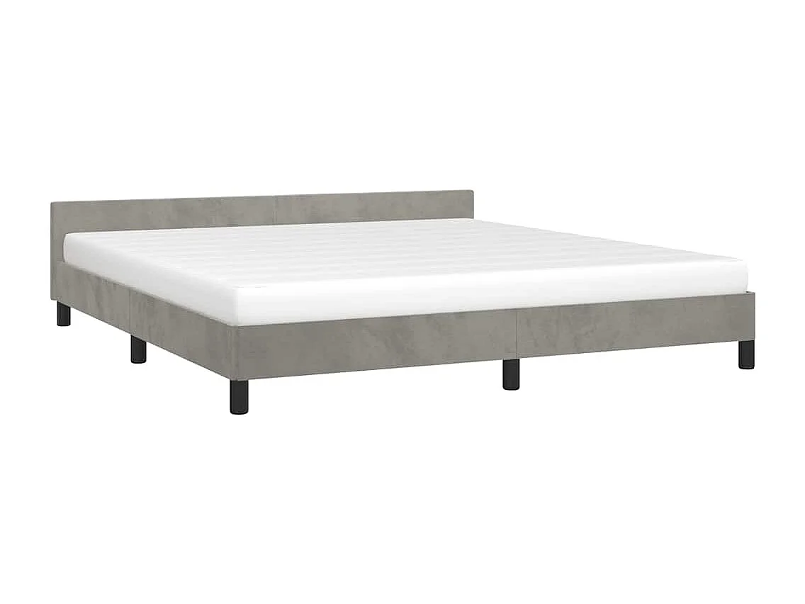 Lit double | Lit adulte | Cadre de lit gris clair 160x200 cm velours
