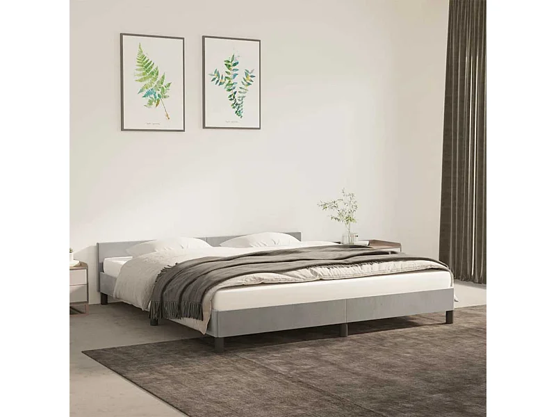 Lit double | Lit adulte | Cadre de lit gris clair 160x200 cm velours