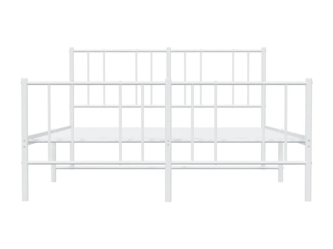 Lit double | Lit adulte | Cadre de lit métal et pied de lit blanc 150x200 cm